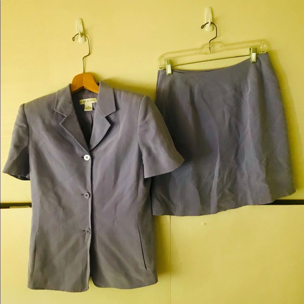 Chaus Purple Skirt Suit 100% Silk Fully Lined - Picture 13 of 16